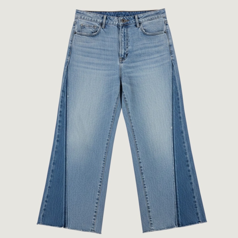 Hidden Jeans Wide Leg Jeans Womens 29 Blue Raw Hem Patchwork Retro High Rise